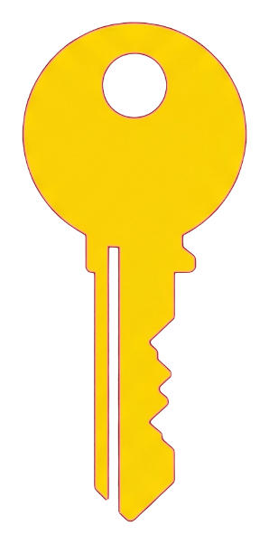 Flat color icon, bold solid colors of a key icon, transparent background PNG