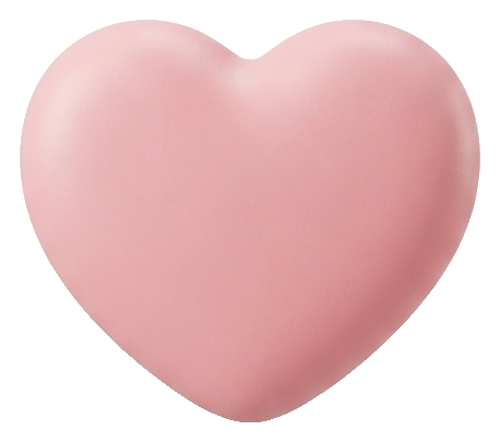 Soft 3D icon, pastel clay render of a heart like icon, transparent background PNG