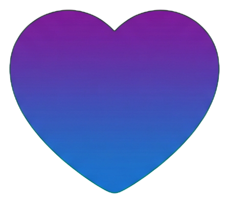 Gradient app-style icon, purple to blue gradient of a heart like icon, transparent background PNG