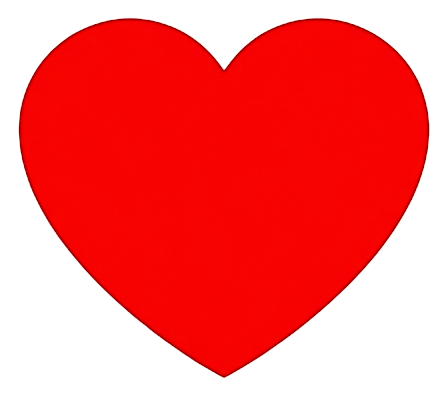 Flat color icon, bold solid colors of a heart like icon, transparent background PNG