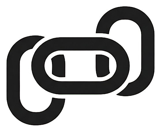 Flat color icon, bold solid colors of a chain link icon, transparent background PNG