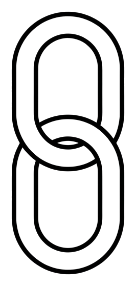 Thin black line icon, minimal outline of a chain link icon, transparent background PNG
