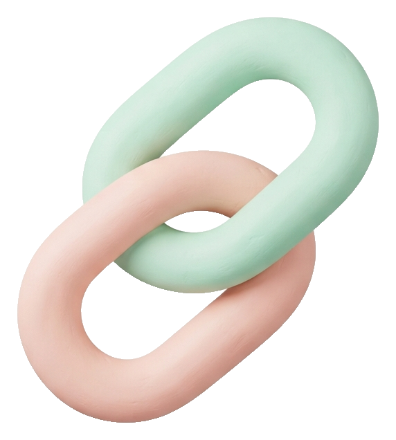 Soft 3D icon, pastel clay render of a chain link icon, transparent background PNG