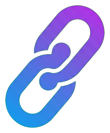 Gradient app-style icon, purple to blue gradient of a chain link icon, transparent background PNG