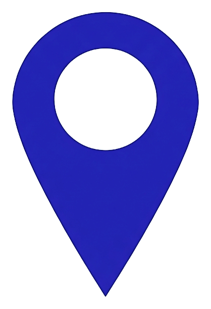 Flat color icon, bold solid colors of a map location pin icon, transparent background PNG