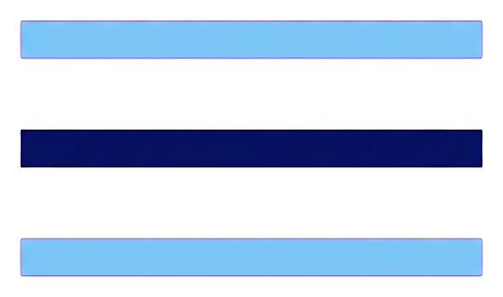 Duotone icon, navy blue and light blue of a hamburger menu icon with three horizontal lines, transparent background PNG