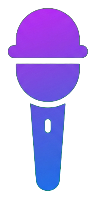 마이크 아이콘, 보라 그라데이션 아이콘, 투명 배경(누끼) PNG