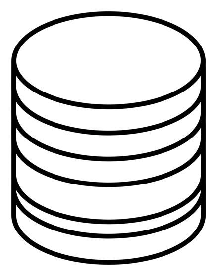 Thin black line icon, minimal outline of a stack of coins money icon, transparent background PNG