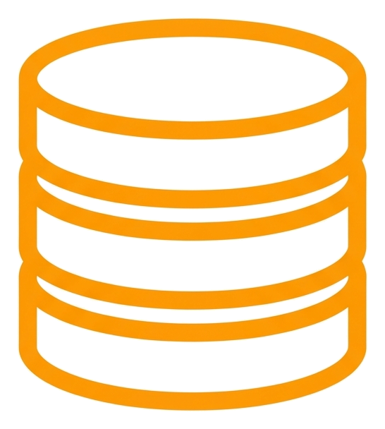 Rounded line icon, thick orange outline of a stack of coins money icon, transparent background PNG
