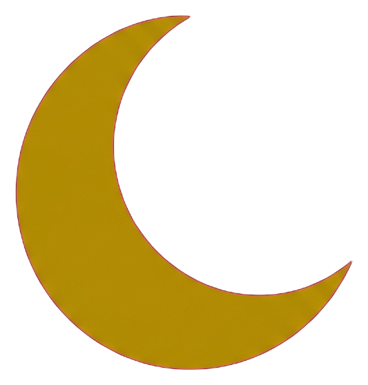 Flat color icon, bold solid colors of a crescent moon icon, transparent background PNG