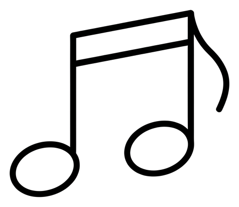 음표 음악 아이콘, 얇은 검은 선 아이콘, 투명 배경(누끼) PNG