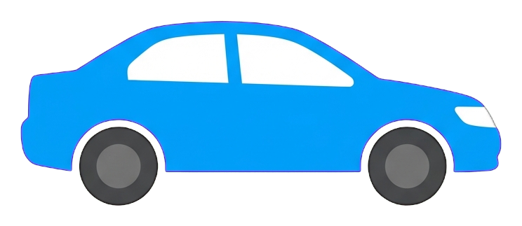 Flat color pictogram, friendly bright colors of a parking pictogram with a car, transparent background PNG