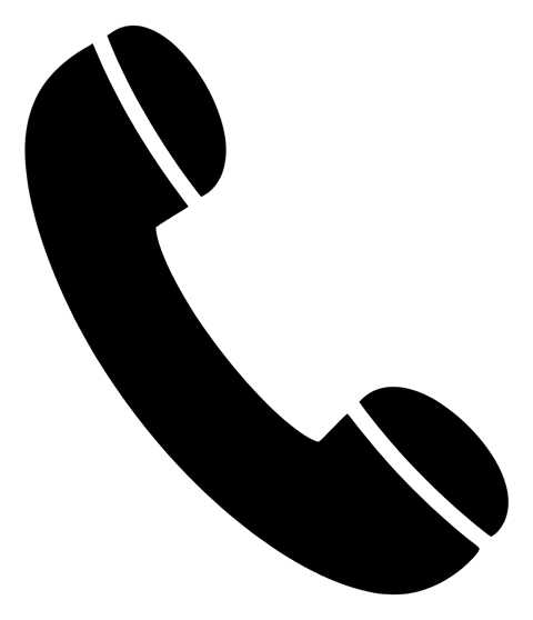 粗黑圖形圖示，電話話筒圖示的實心填色剪影，透明背景 PNG