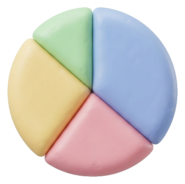 Soft 3D icon, pastel clay render of a pie chart icon, transparent background PNG
