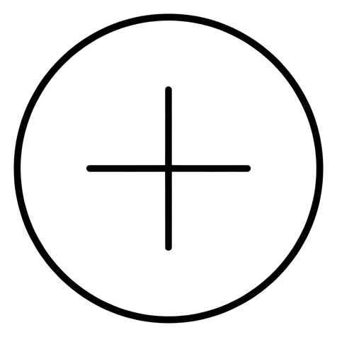 Thin black line icon, minimal outline of a round plus add icon, transparent background PNG