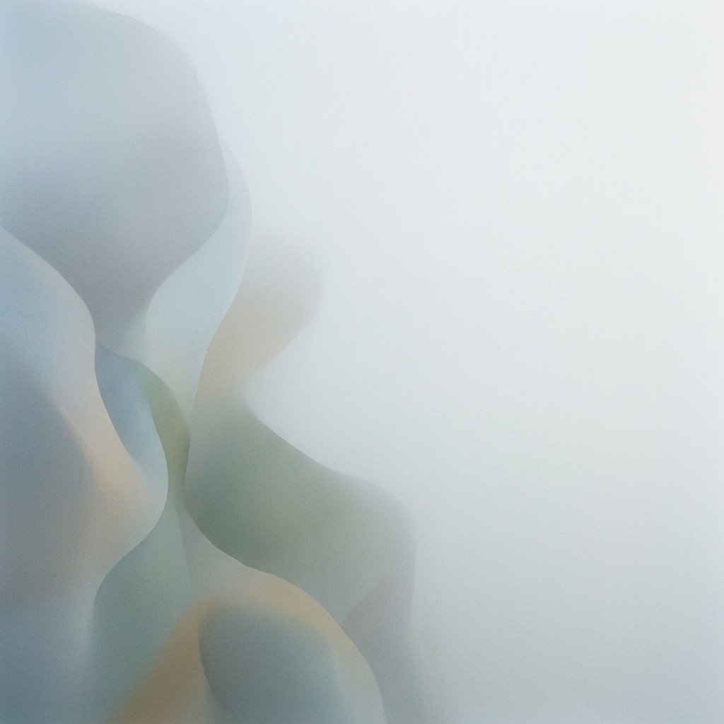 Minimal abstract design of clean abstract background with soft shapes and a large empty area for text, simple balanced layout, misty morning haze, dreamy, 1:1 aspect ratio