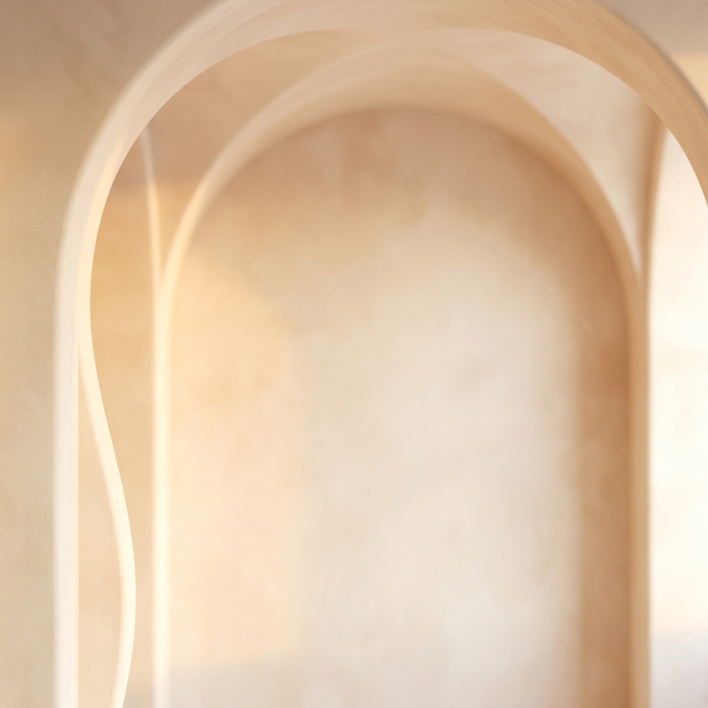 Soft photorealistic background photo of clean abstract background with soft shapes and a large empty area for text, simple balanced layout, warm golden light, calm mood, 1:1 aspect ratio