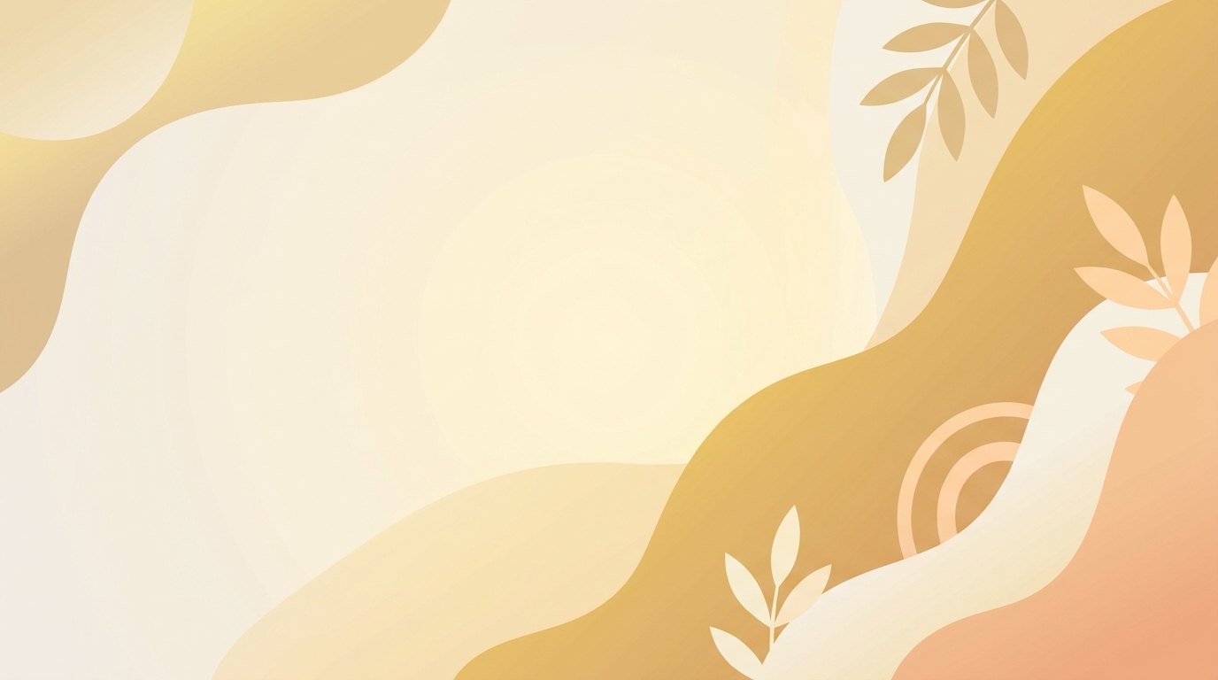Flat vector design of clean abstract background with soft shapes and a large empty area for text, simple balanced layout, warm golden light, calm mood, 16:9 aspect ratio