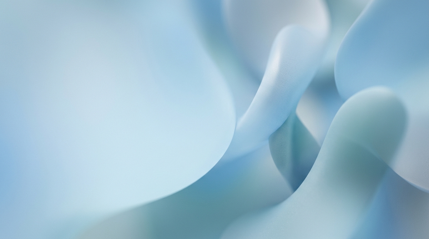 Soft photorealistic background photo of clean abstract background with soft shapes and a large empty area for text, simple balanced layout, cool blue tones, quiet atmosphere, 16:9 aspect ratio
