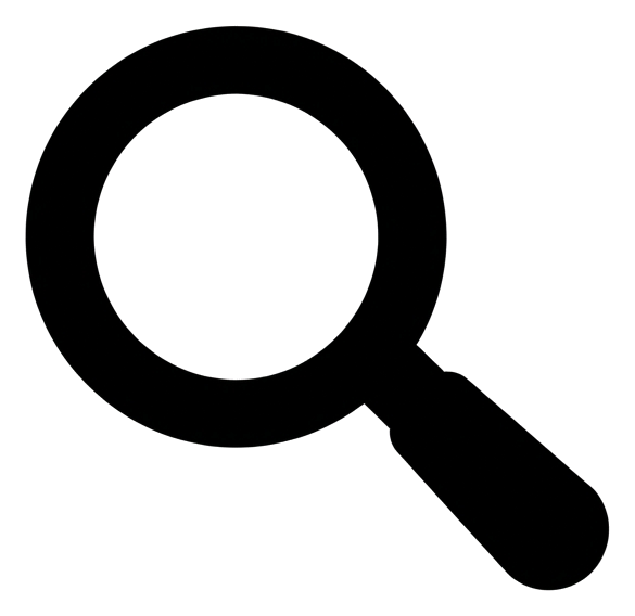 粗黑圖形圖標，填滿實色的放大鏡搜尋圖標，具透明背景 PNG