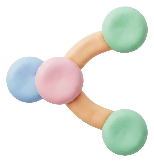 Soft 3D icon, pastel clay render of a share icon with three connected dots, transparent background PNG