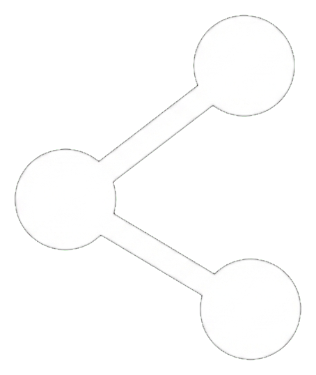 Flat color icon, bold solid colors of a share icon with three connected dots, transparent background PNG