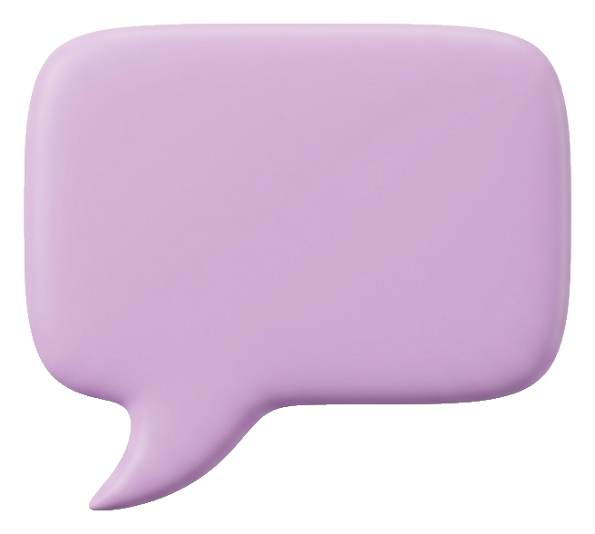 Soft 3D render, pastel purple of an empty speech bubble, transparent background PNG