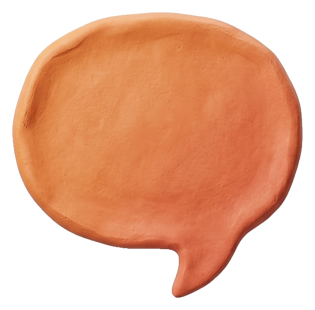 Clay 3D render, warm orange and coral tones of an empty speech bubble, transparent background PNG
