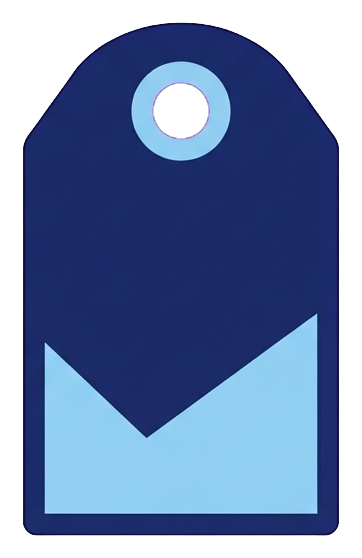 Duotone icon, navy blue and light blue of a price tag icon, transparent background PNG