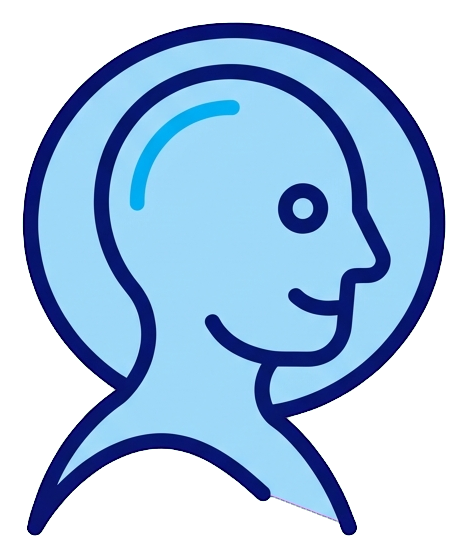 Duotone icon, navy blue and light blue of a person profile user icon, transparent background PNG