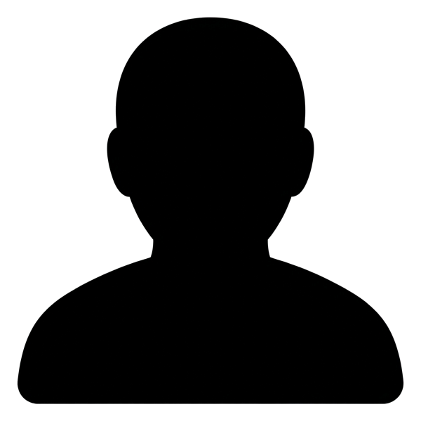 Icono de glifo negro negrita, silueta sólida rellena de un icono de usuario con perfil de persona, PNG con fondo transparente