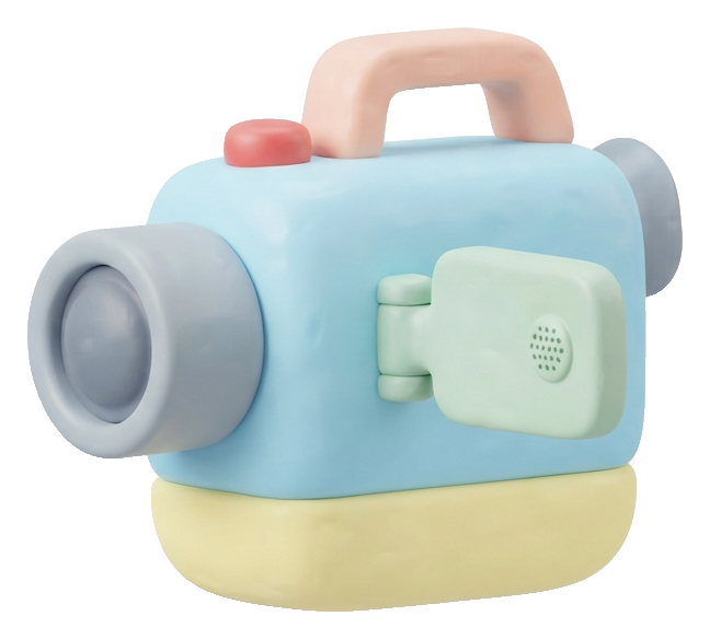 Soft 3D icon, pastel clay render of a video camera icon, transparent background PNG