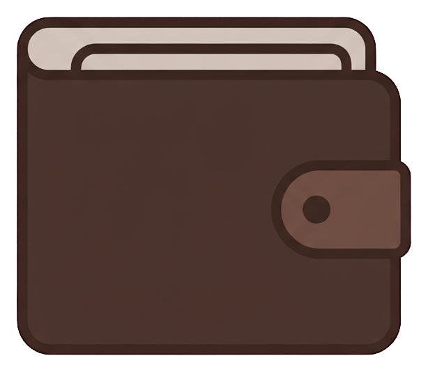 Flat color icon, bold solid colors of a wallet icon, transparent background PNG