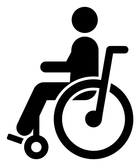 휠체어 장애인 픽토그램, 검은 표준 픽토그램, 투명 배경(누끼) PNG