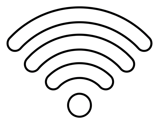 Thin black line icon, minimal outline of a wifi signal icon, transparent background PNG