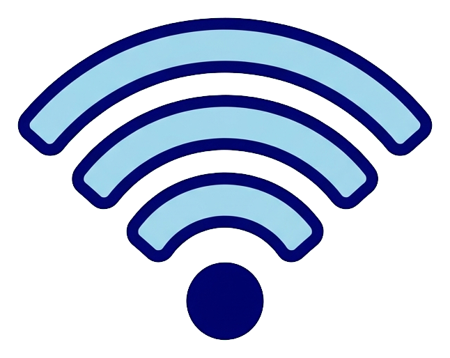 Duotone icon, navy blue and light blue of a wifi signal icon, transparent background PNG