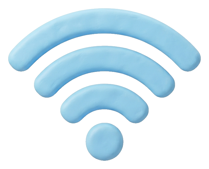 Soft 3D icon, pastel clay render of a wifi signal icon, transparent background PNG