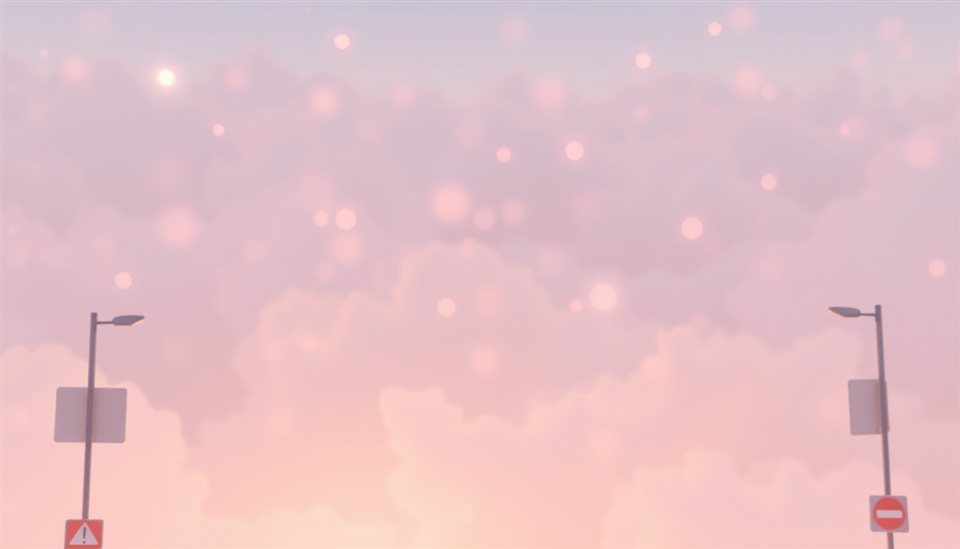 Soft 3D render of Dreamy aesthetic vertical background with pastel clouds, stars, and soft glowing bokeh lights, high-angle view from above, misty morning haze, dreamy, 16:9 aspect ratio