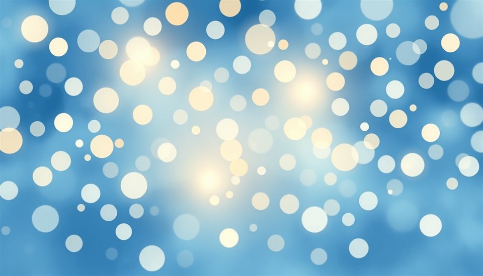 Watercolor illustration of A dreamy abstract background filled with soft, glowing golden and pastel light circles of various sizes., centered subject with a simple uncluttered composition, cool blue tones, quiet atmosphere, 16:9 aspect ratio
