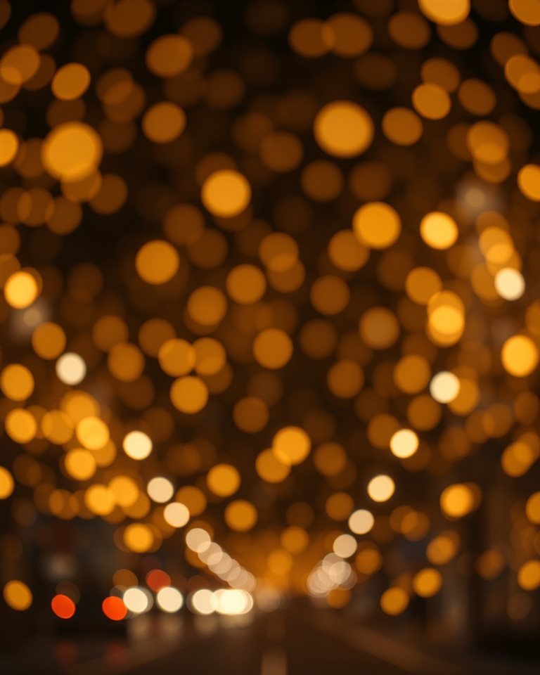 Photorealistic photo of A dreamy abstract background filled with soft, glowing golden and pastel light circles of various sizes., wide shot with open space at the top for text, moody dark tones, dramatic lighting, 4:5 aspect ratio