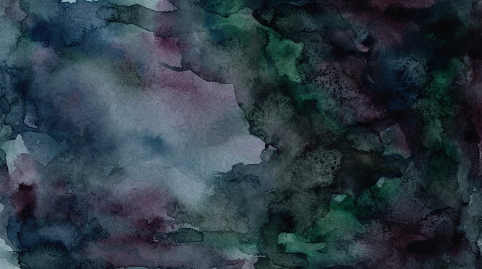 Watercolor texture design of simple colorful background with a large empty area for text, simple balanced layout, moody dark tones, dramatic lighting, 16:9 aspect ratio