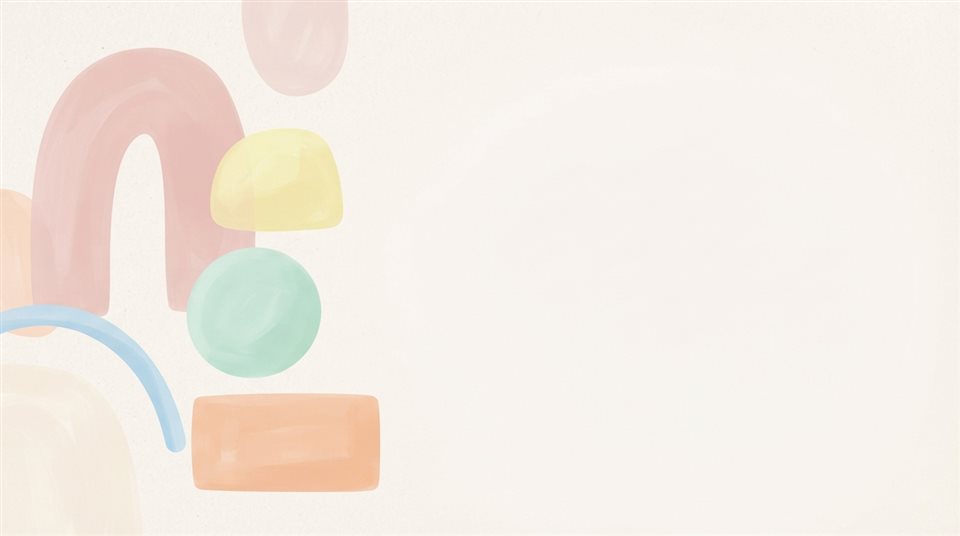 Minimal abstract design of simple colorful background with a large empty area for text, simple balanced layout, soft pastel colors, bright and cozy, 16:9 aspect ratio