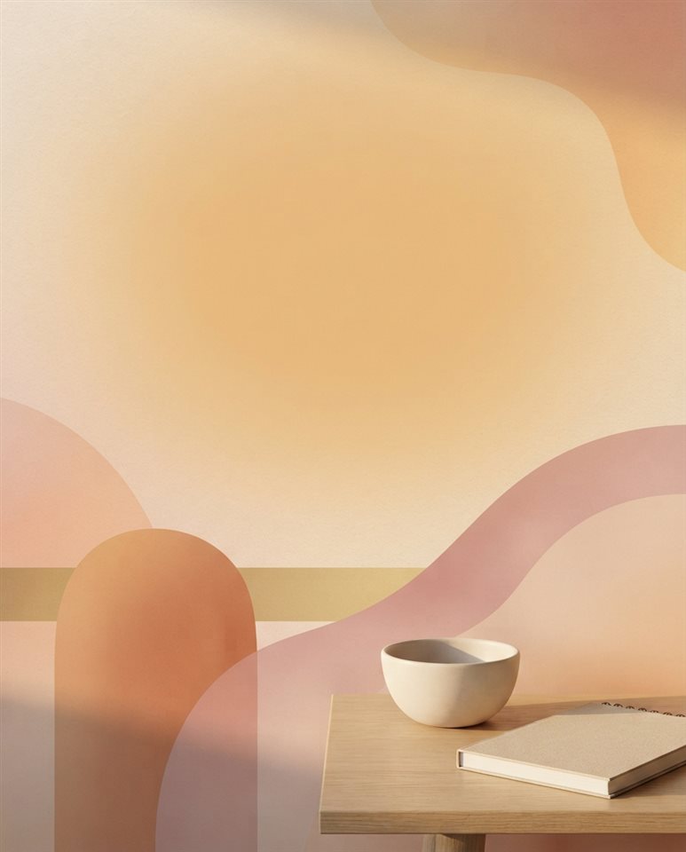 Minimal abstract design of simple colorful background with a large empty area for text, simple balanced layout, warm golden light, calm mood, 4:5 aspect ratio