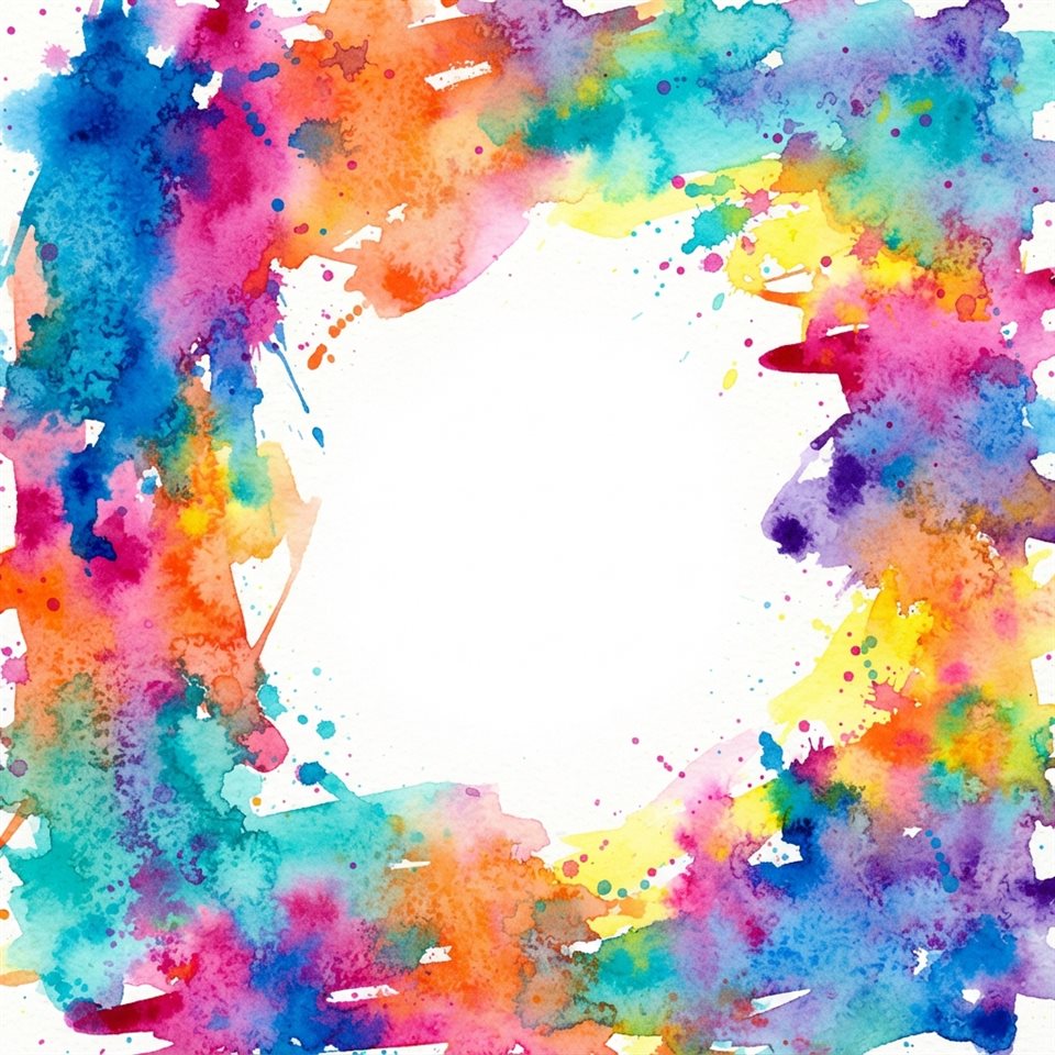 Watercolor texture design of simple colorful background with a large empty area for text, simple balanced layout, vivid colors, high contrast, energetic, 1:1 aspect ratio