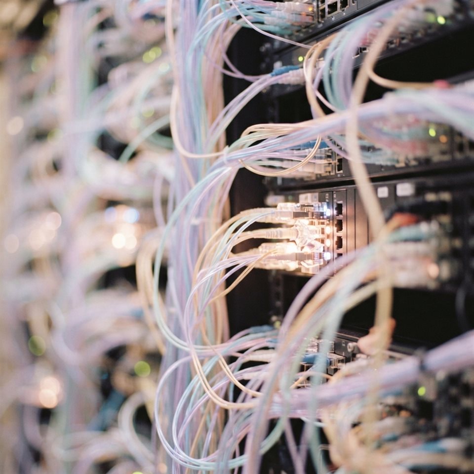 Photorealistic photo of an abstract cloud computing network, close-up detail with shallow depth of field, soft pastel colors, bright and cozy, 1:1 aspect ratio