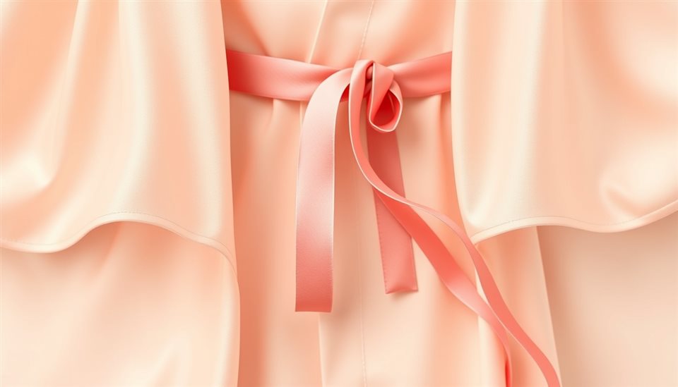 Minimal flat illustration of Flat vector illustration of traditional East Asian silk robes with graceful flowing ribbons, close-up detail with shallow depth of field, soft pastel colors, bright and cozy, 16:9 aspect ratio