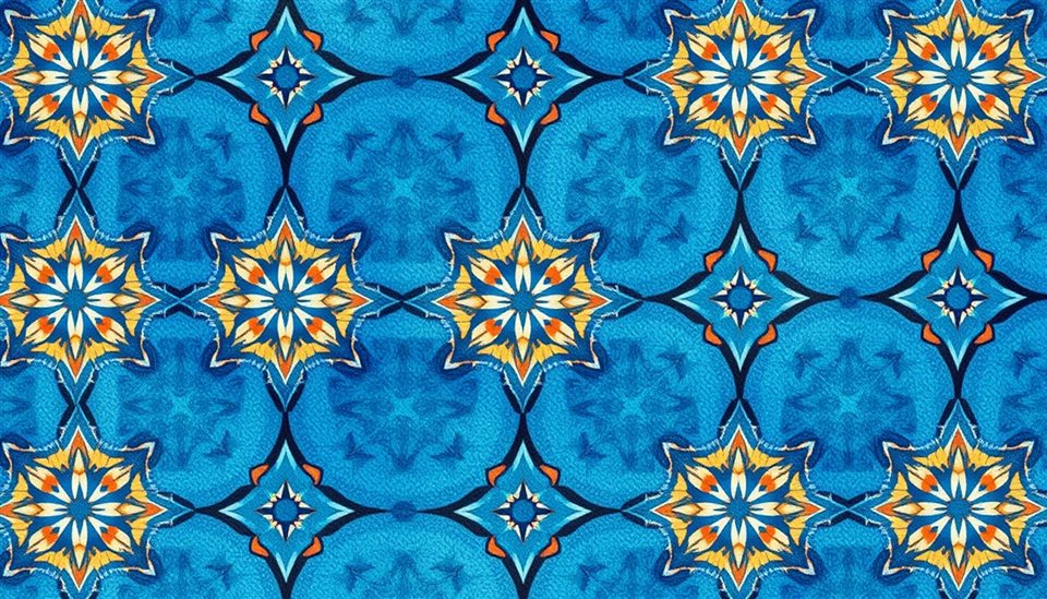 Watercolor illustration of An artistic graphic pattern featuring traditional abstract geometric shapes combined with minimal calligraphy strokes., close-up detail with shallow depth of field, cool blue tones, quiet atmosphere, 16:9 aspect ratio