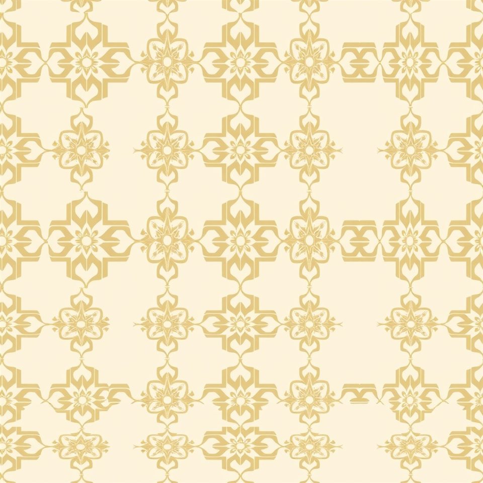 Minimal flat illustration of An elegant seamless traditional geometric pattern in muted gold and ivory tones., wide shot with open space at the top for text, soft pastel colors, bright and cozy, 1:1 aspect ratio