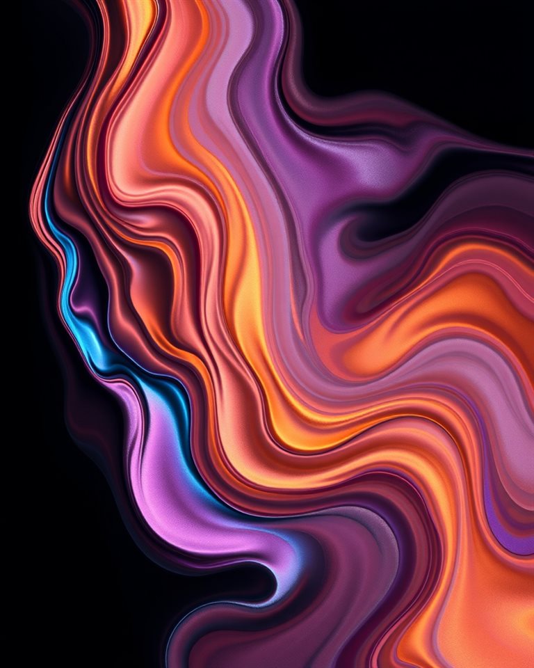 Photorealistic photo of A smooth swirl of vibrant metallic and pastel liquid paints blending together in an abstract fluid art composition., centered subject with a simple uncluttered composition, moody dark tones, dramatic lighting, 4:5 aspect ratio