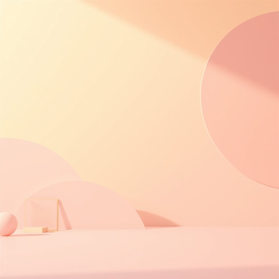 Photorealistic photo of A serene and simple gradient pastel background with soft geometric shapes, close-up detail with shallow depth of field, warm golden light, calm mood, 1:1 aspect ratio